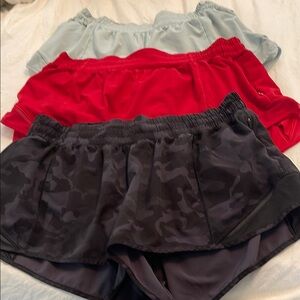 Lululemon Shorts - Red, Camo black, Light sage/blue